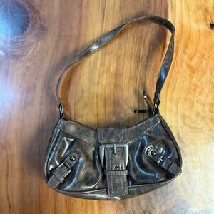 Vintage Y2K Faux Leather Bag Purse Shoulder strap mini Zip Solid Wallet UU8